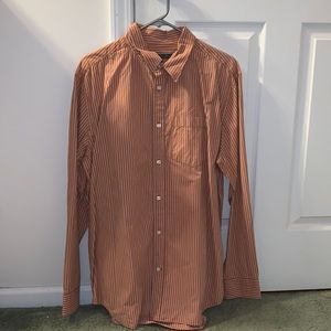 Orange and white stripe men’s button up